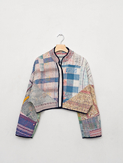 The Kaira Cropped Quilted Patchwork Kantha Jacket