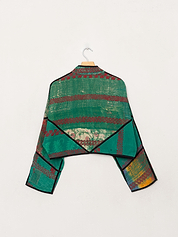 The Kaira Cropped Quilted Patchwork Kantha Jacket