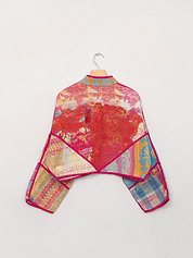 The Kaira Cropped Quilted Patchwork Kantha Jacket