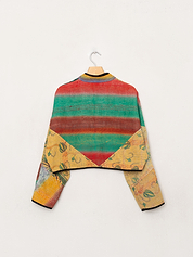 The Kaira Cropped Quilted Patchwork Kantha Jacket