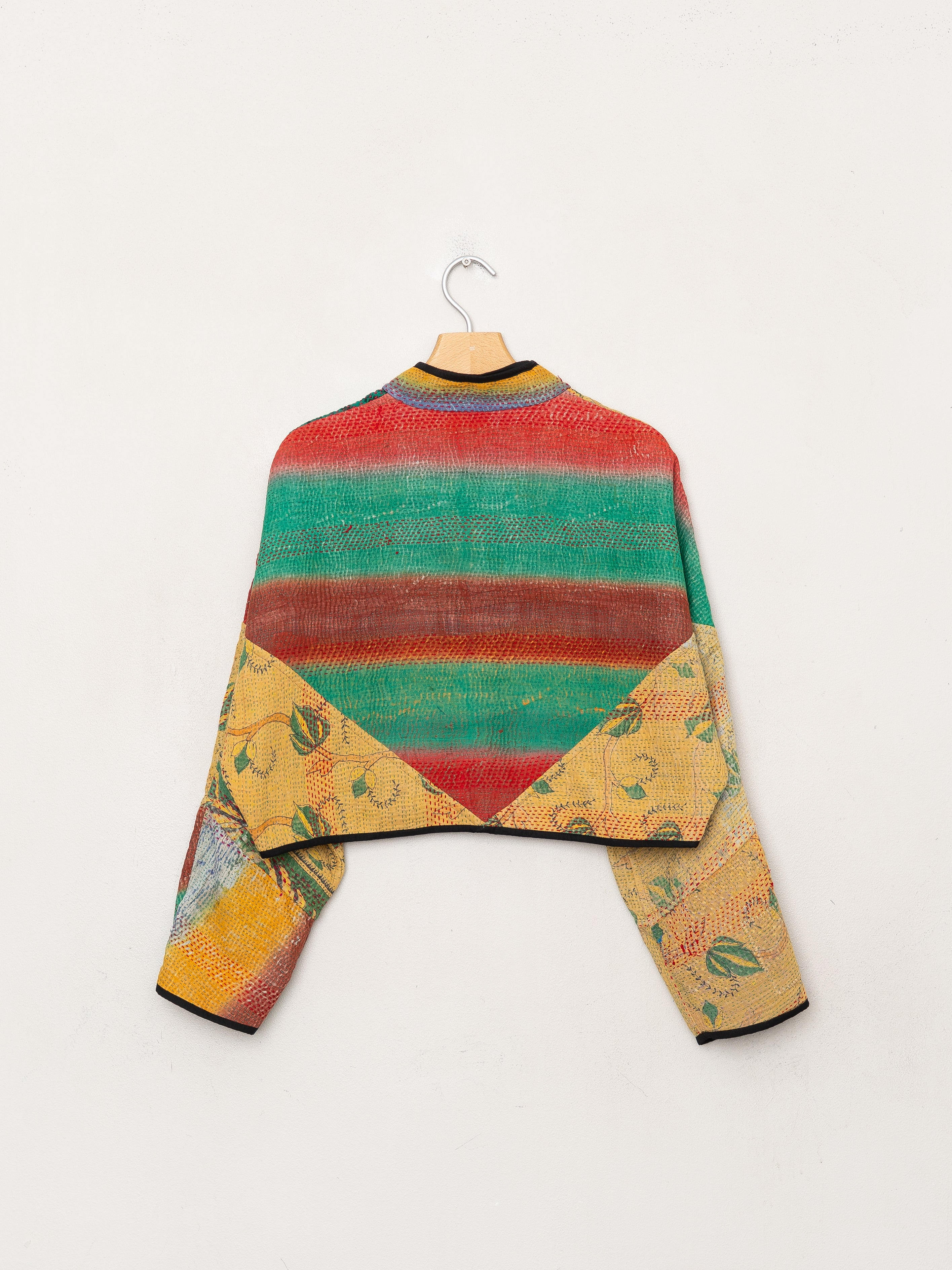 The Kaira Cropped Quilted Patchwork Kantha Jacket