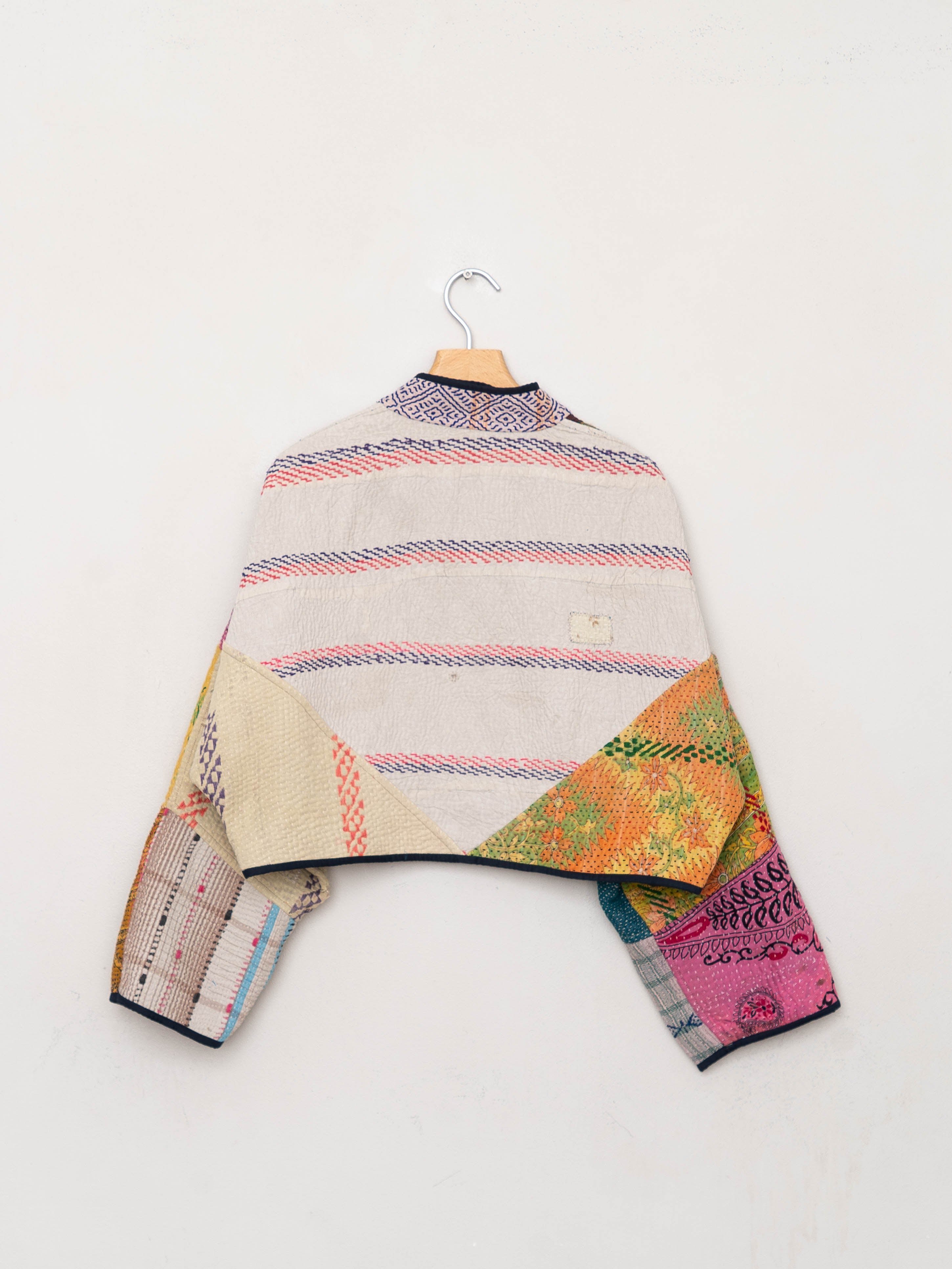 The Kaira Cropped Quilted Patchwork Kantha Jacket