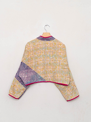 The Kaira Cropped Quilted Patchwork Kantha Jacket