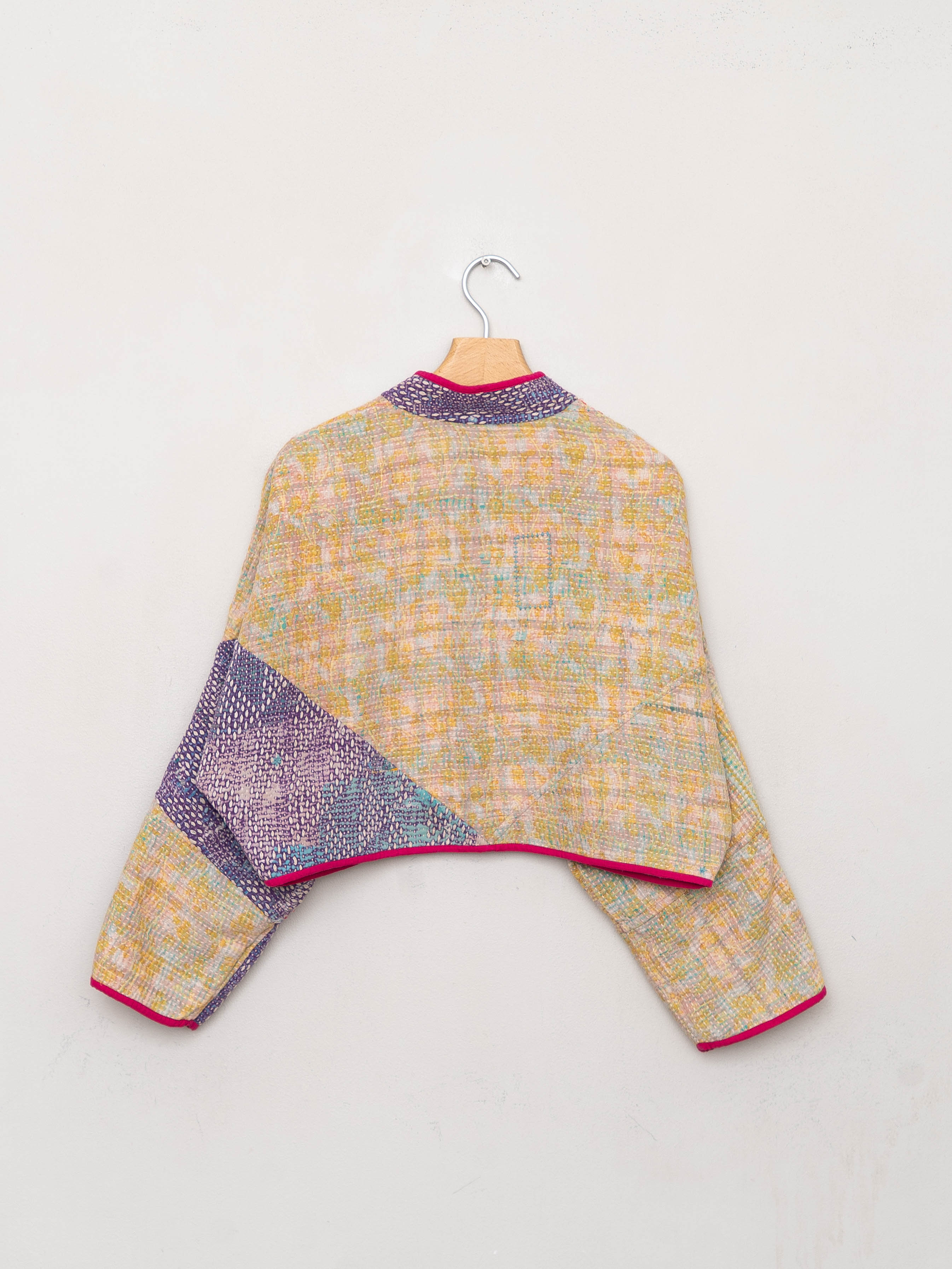 The Kaira Cropped Quilted Patchwork Kantha Jacket