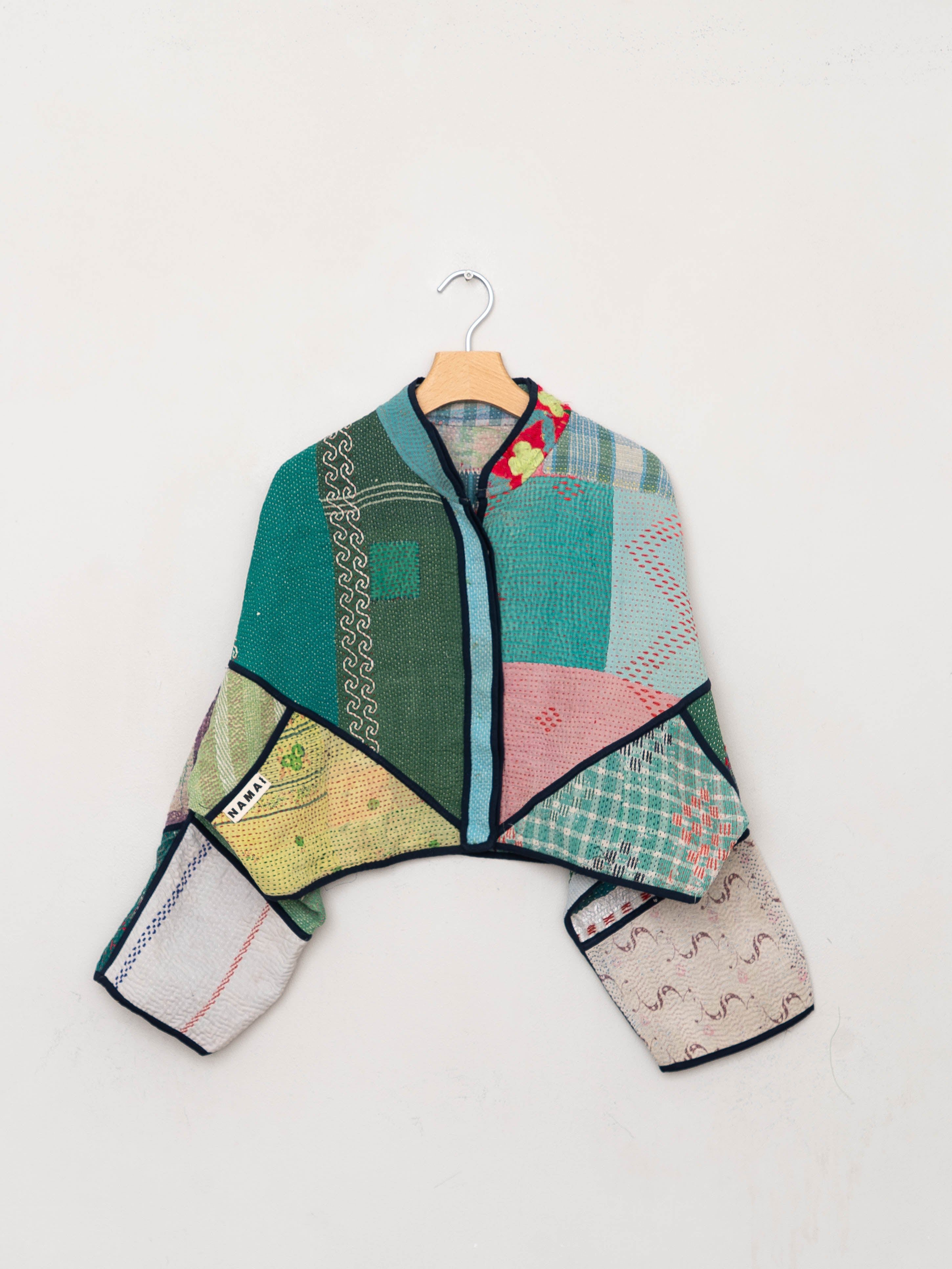 The Kaira Cropped Quilted Patchwork Kantha Jacket