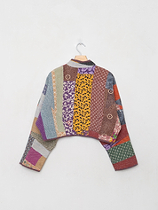 The Kaira Cropped Quilted Patchwork Kantha Jacket