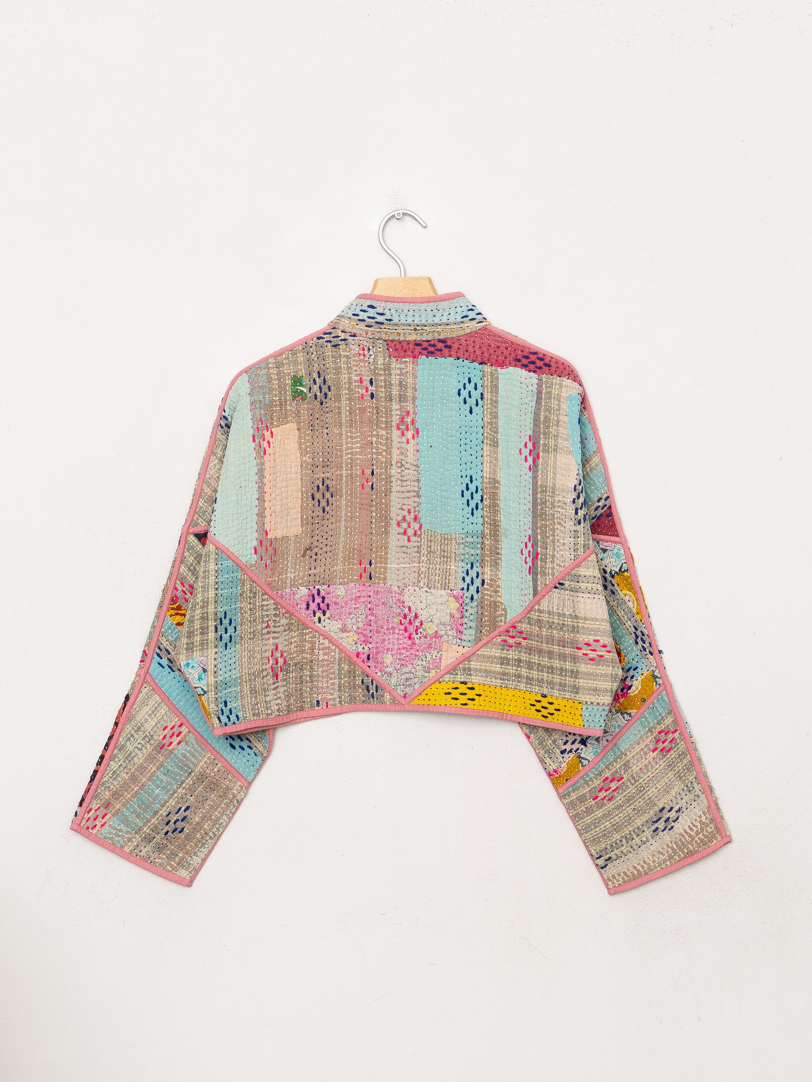 The Kaira Cropped Quilted Patchwork Kantha Jacket
