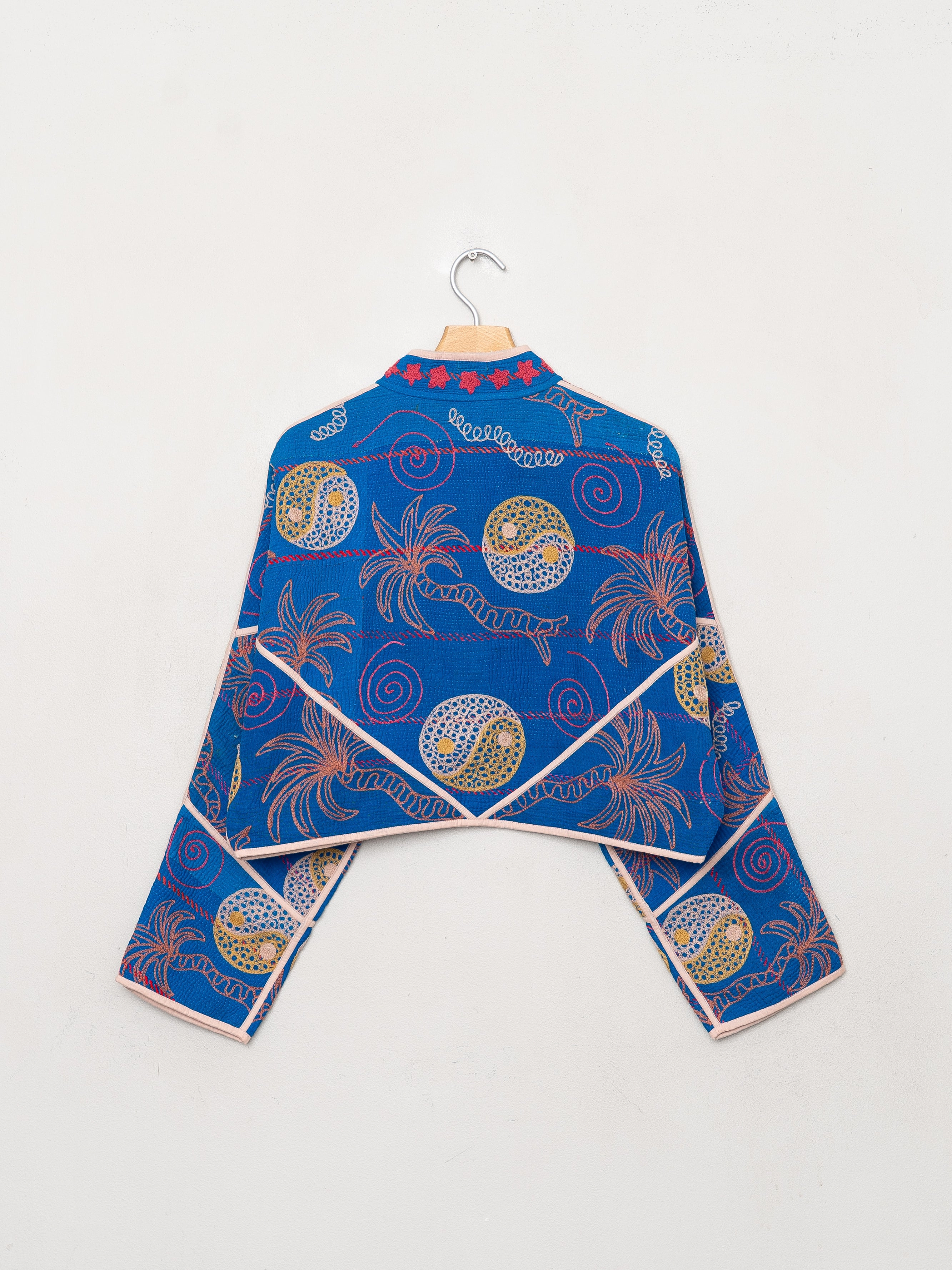The Kaira Cropped Suzani Quilted Kantha Jacket