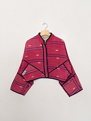 The Kaira Cropped Quilted Patchwork Kantha Jacket