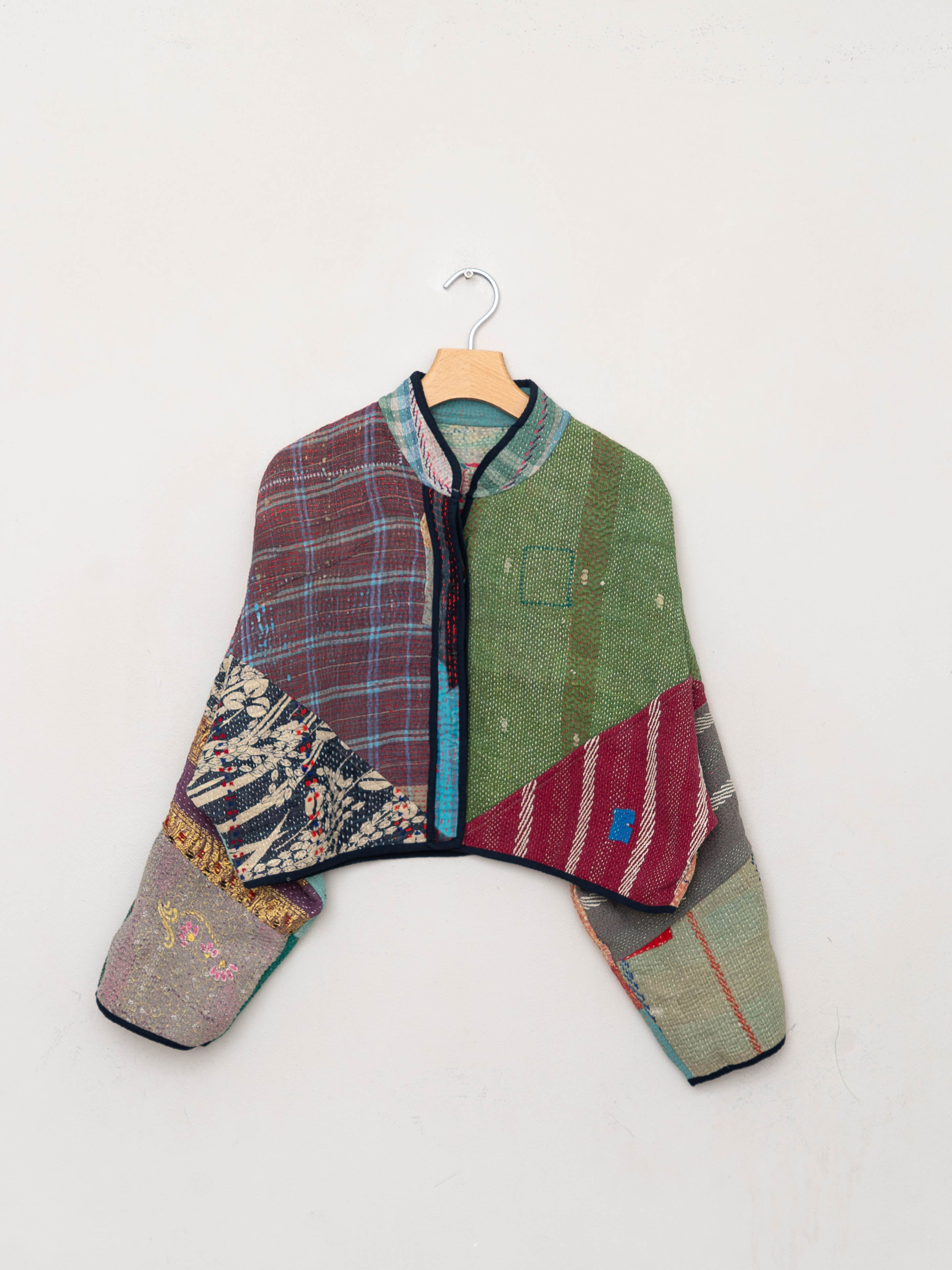 The Kaira Cropped Quilted Patchwork Kantha Jacket