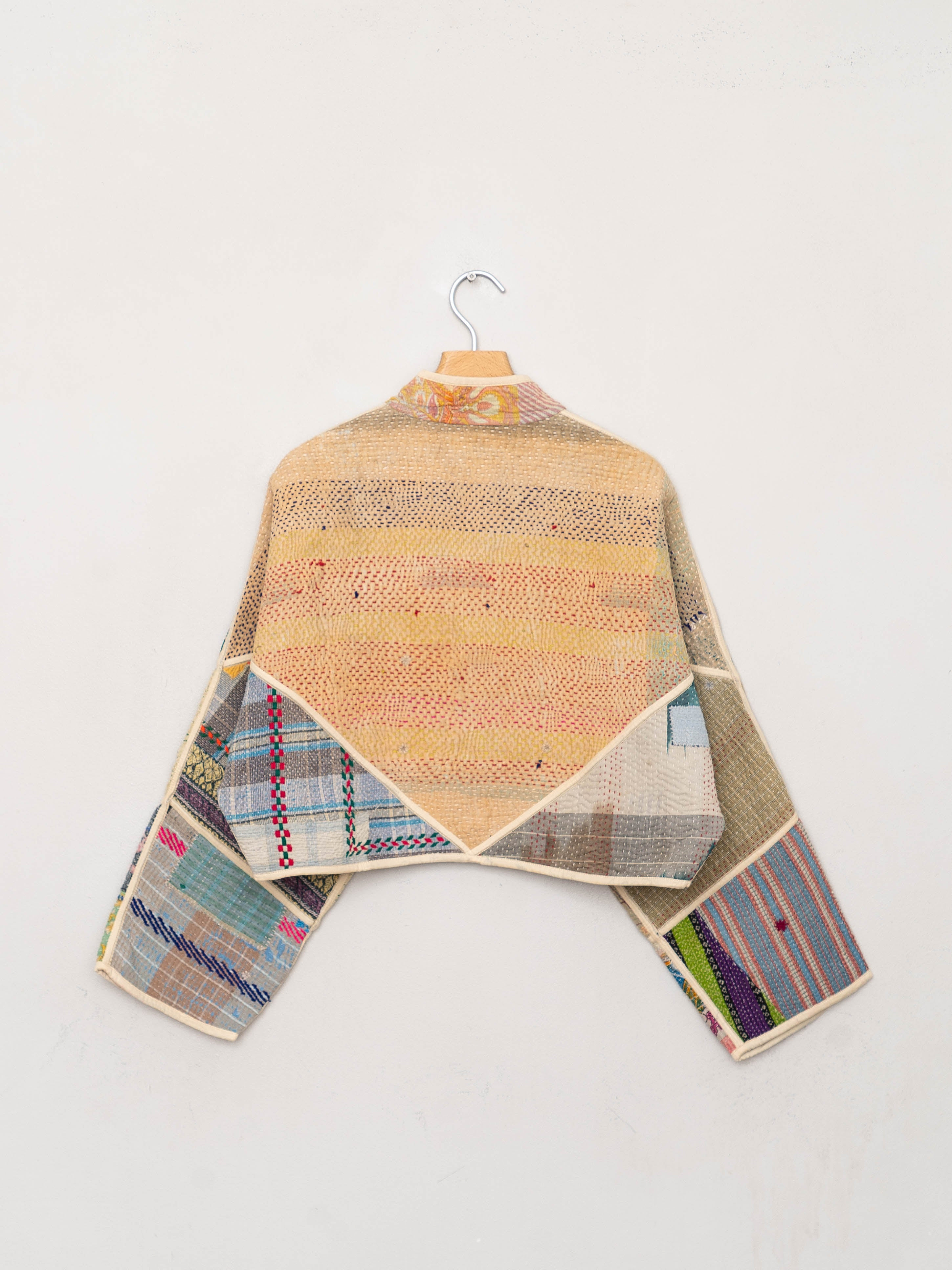 The Kaira Cropped Quilted Patchwork Kantha Jacket