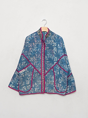 The Ladhiya Quilted Indigo Kantha Jacket