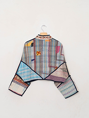 The Kaira Cropped Quilted Patchwork Kantha Jacket