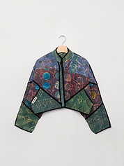 The Kaira Cropped Quilted Indigo Kantha Jacket