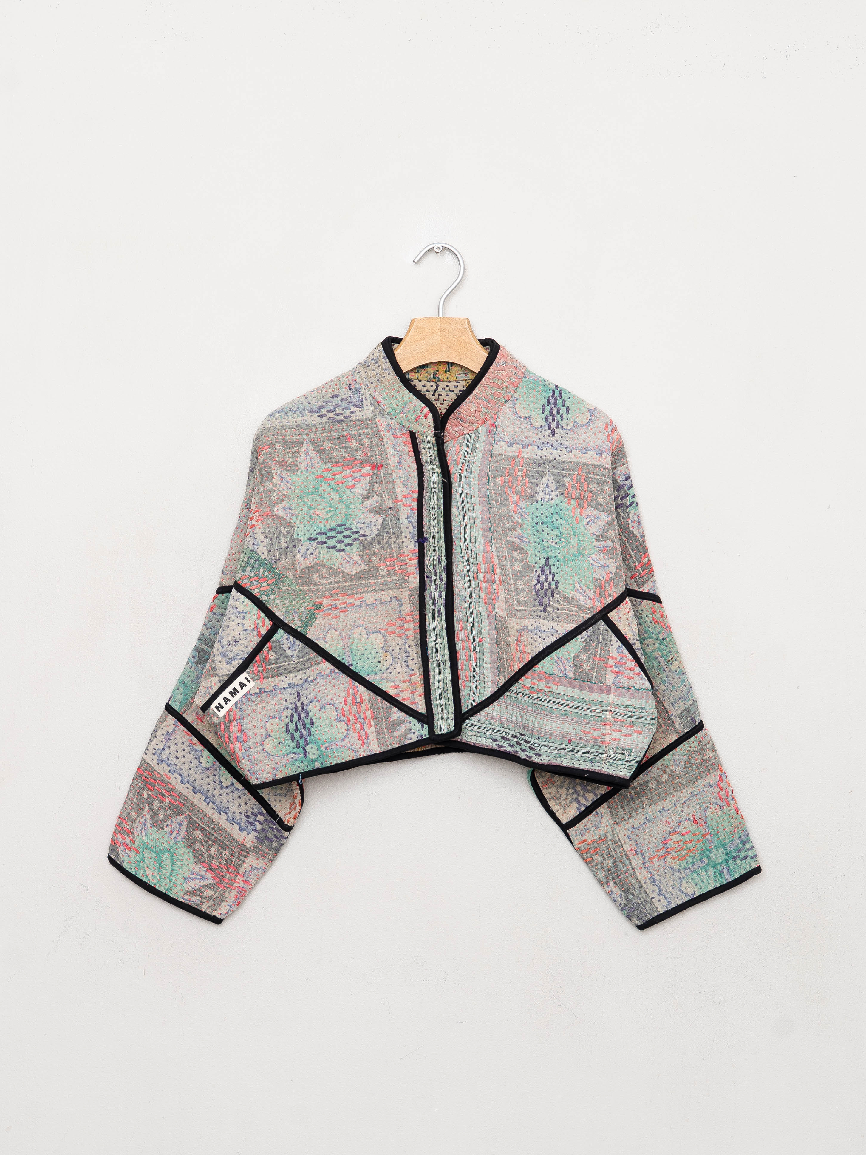 The Kaira Cropped Quilted Patchwork Kantha Jacket