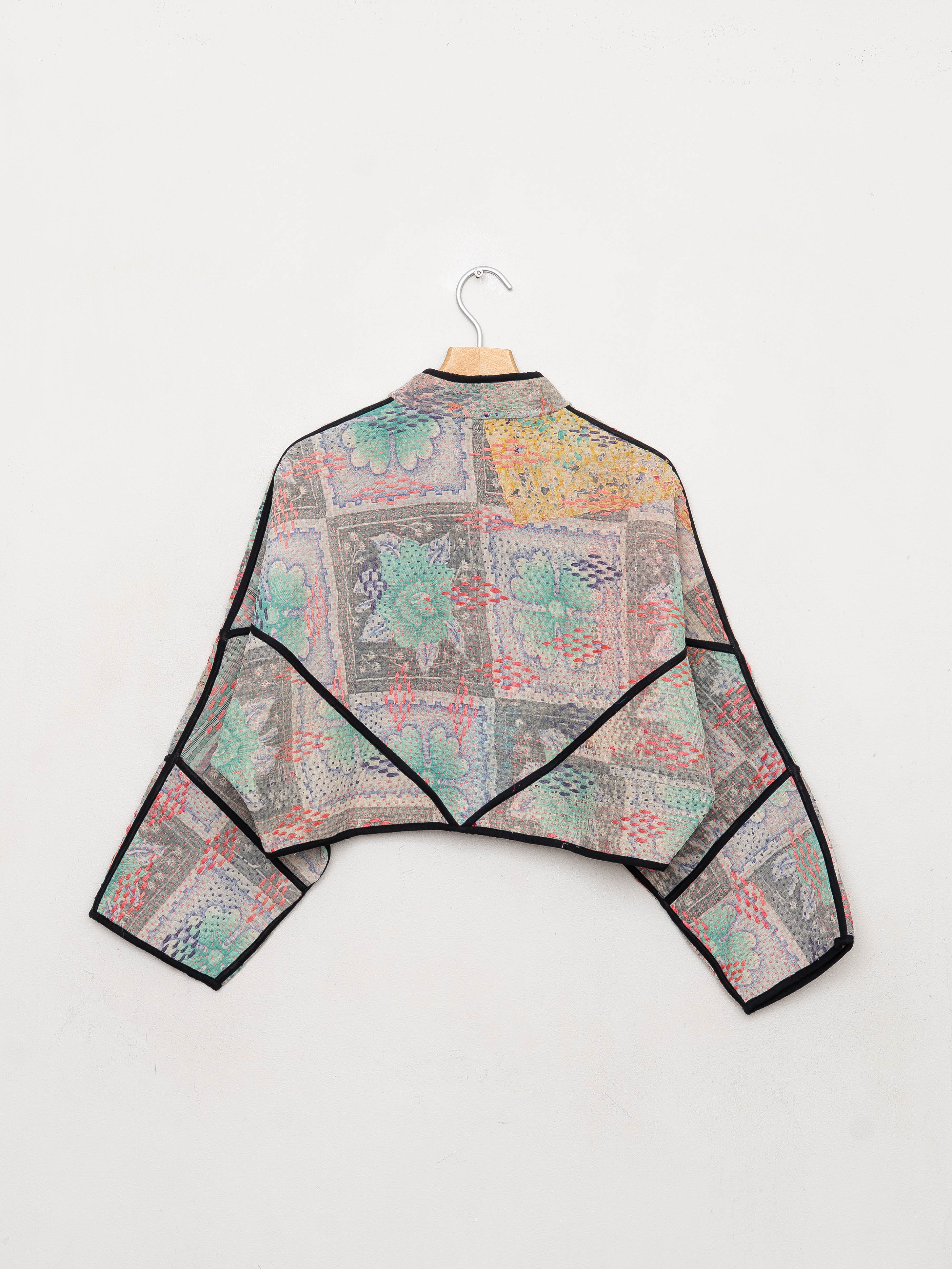 The Kaira Cropped Quilted Patchwork Kantha Jacket