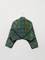 The Kaira Cropped Quilted Indigo Kantha Jacket
