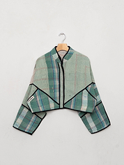 The Kaira Cropped Quilted Patchwork Kantha Jacket