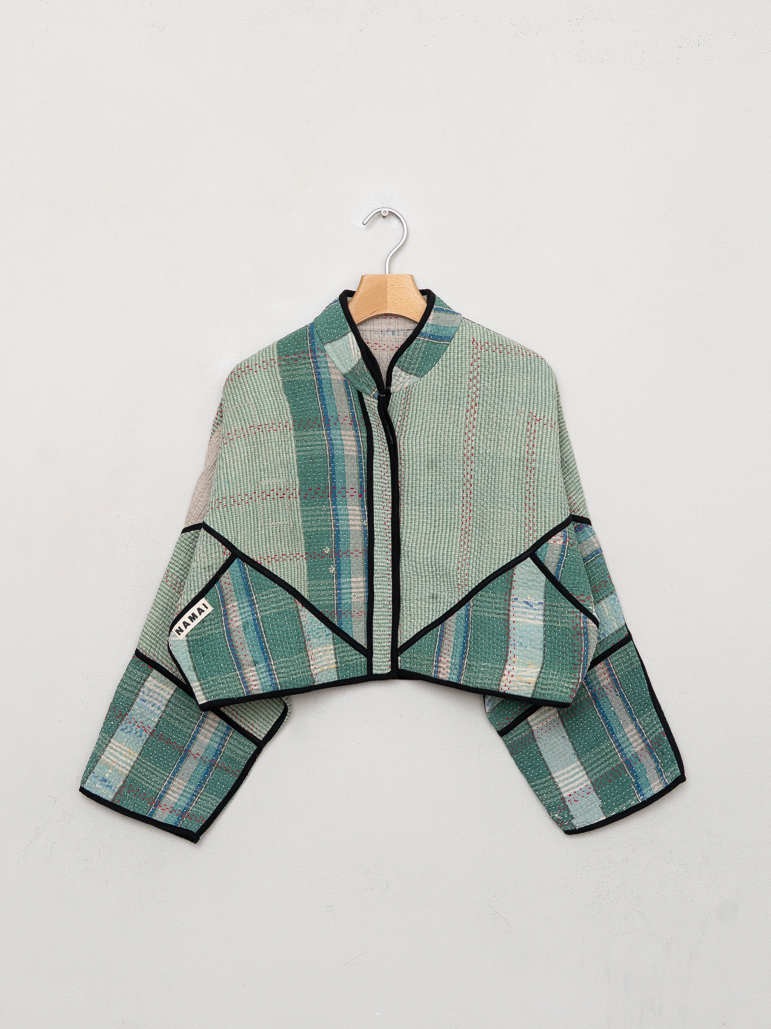 The Kaira Cropped Quilted Patchwork Kantha Jacket