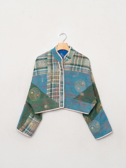 The Kaira Cropped Suzani Quilted Kantha Jacket