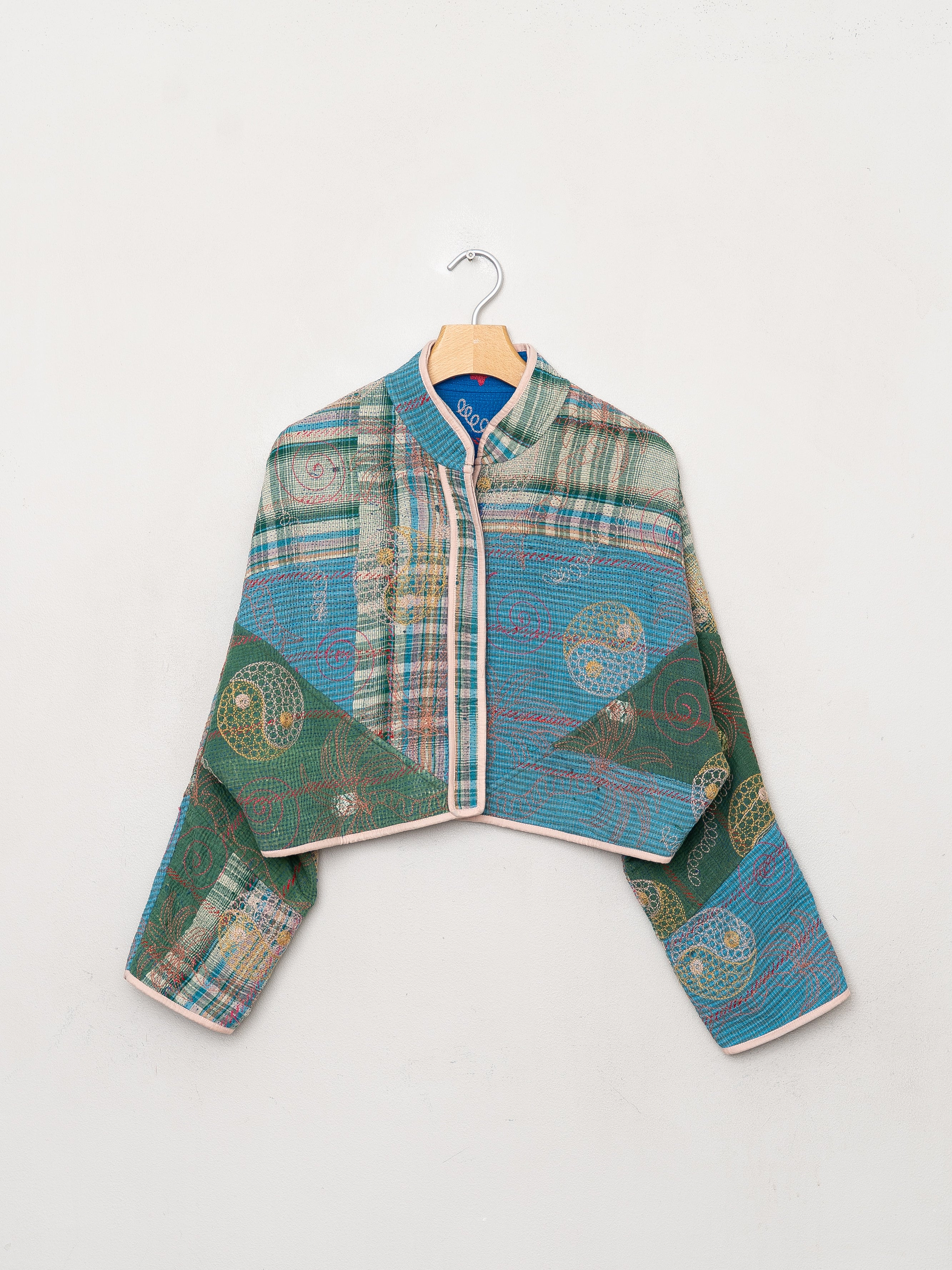 The Kaira Cropped Suzani Quilted Kantha Jacket