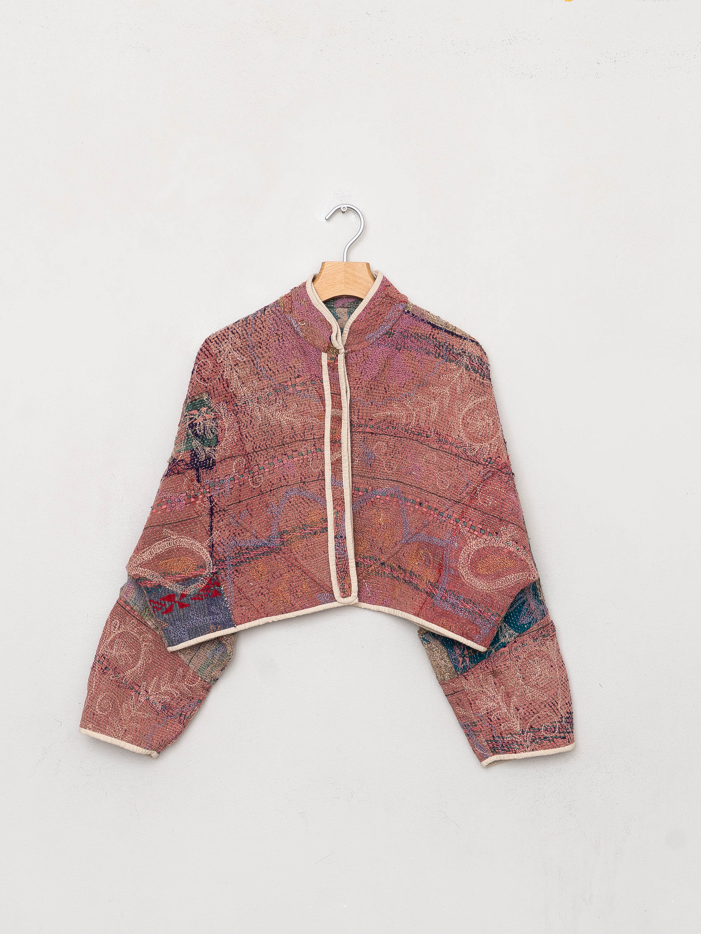 The Kaira Cropped Suzani Quilted Kantha Jacket