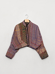 The Kaira Cropped Quilted Indigo Kantha Jacket