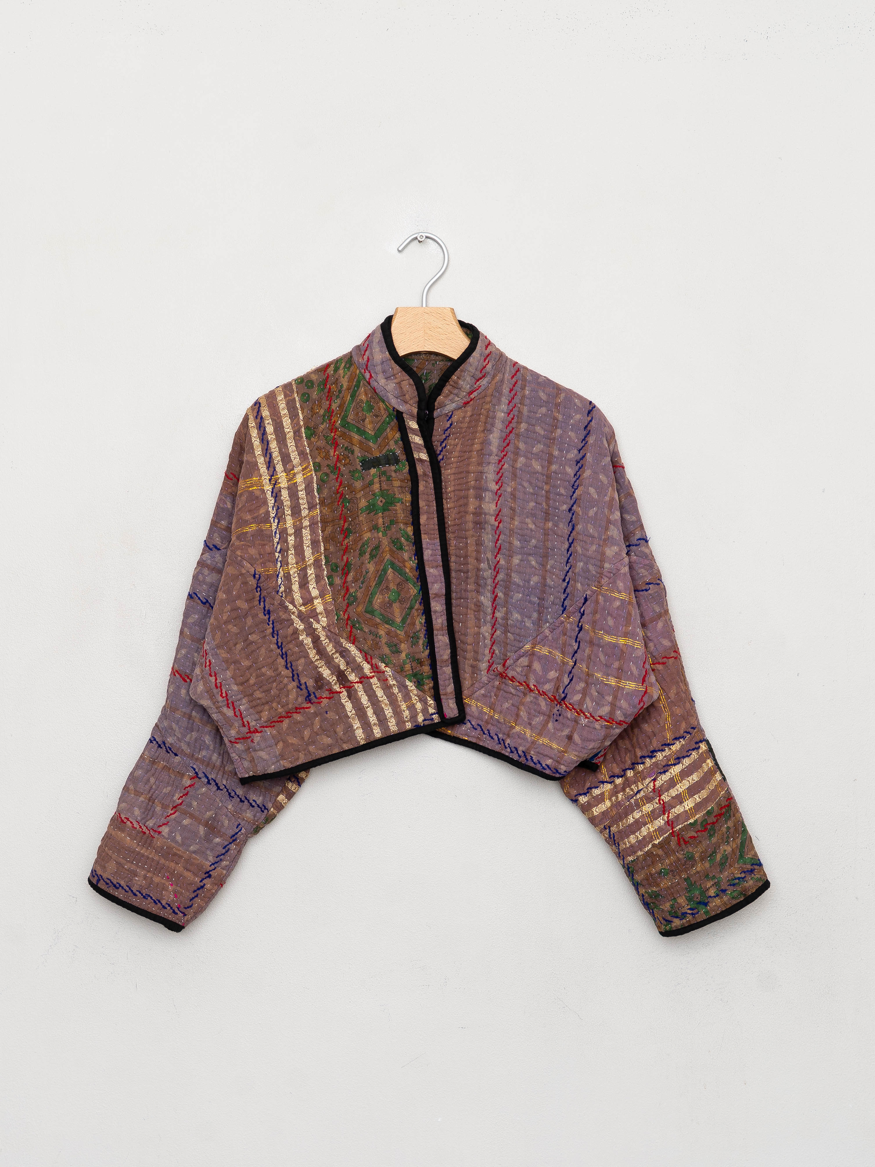 The Kaira Cropped Quilted Indigo Kantha Jacket