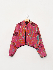 The Kaira Cropped Suzani Quilted Kantha Jacket