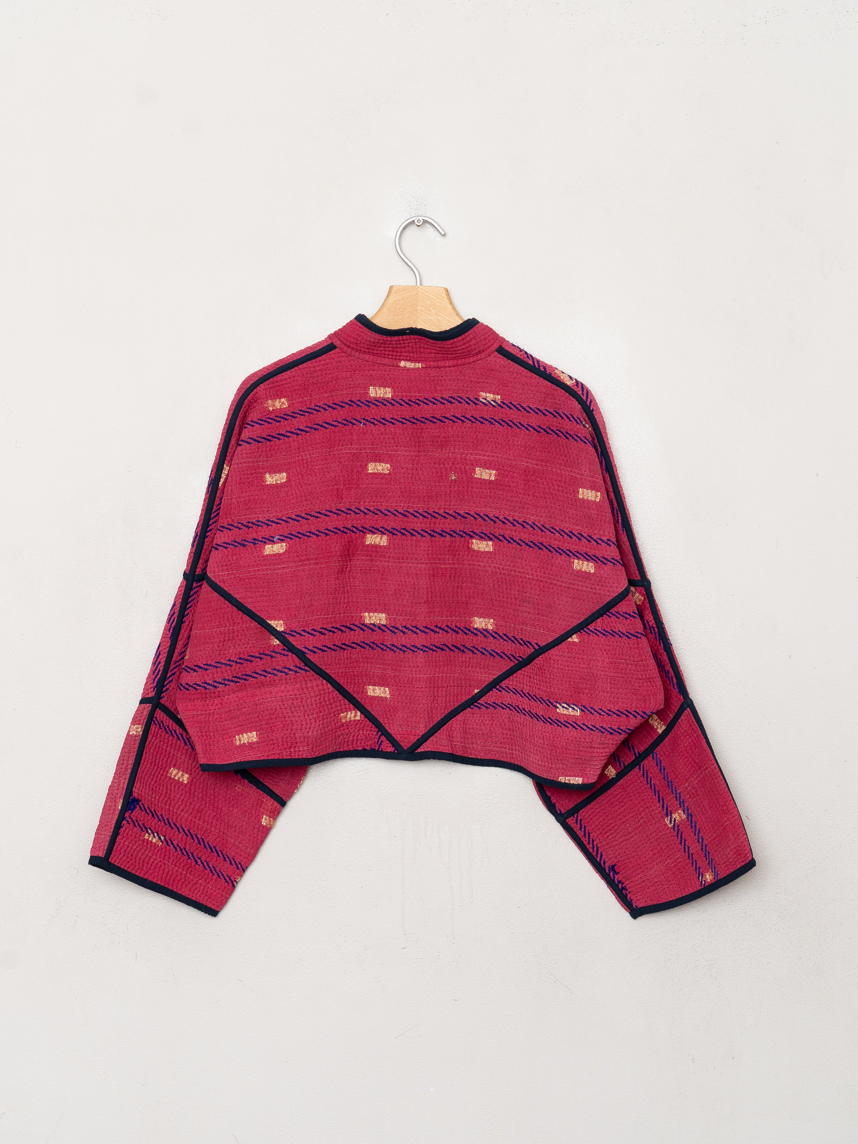 The Kaira Cropped Quilted Patchwork Kantha Jacket