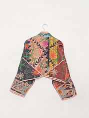 The Kaira Cropped Suzani Quilted Kantha Jacket