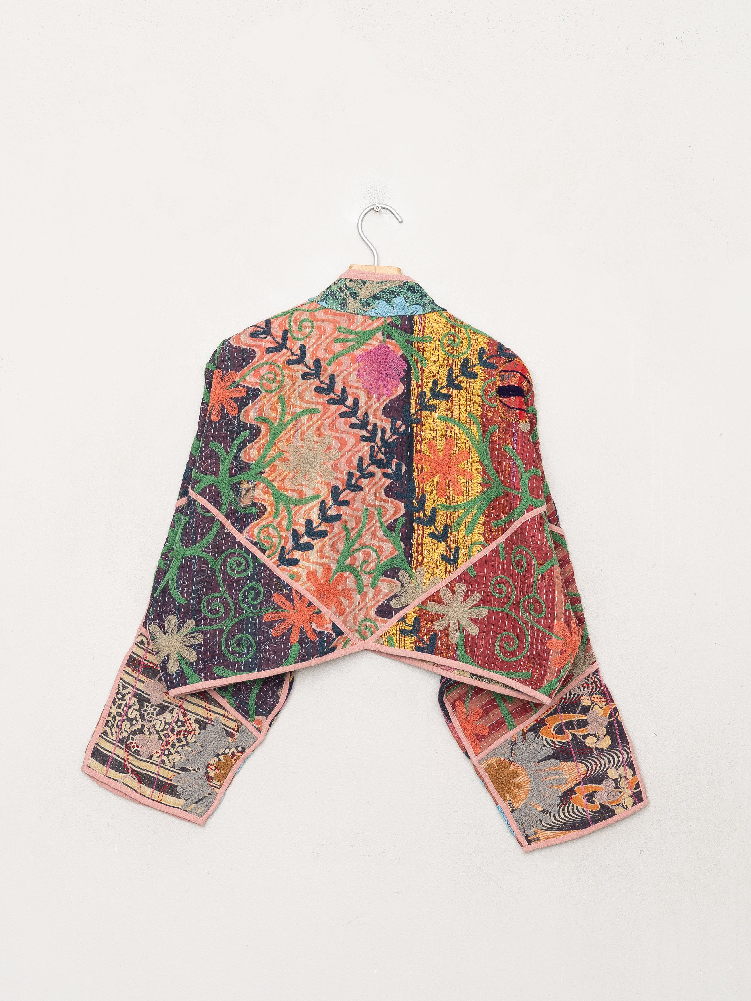 The Kaira Cropped Suzani Quilted Kantha Jacket