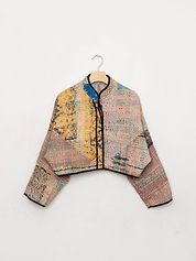 The Kaira Cropped Quilted Patchwork Kantha Jacket