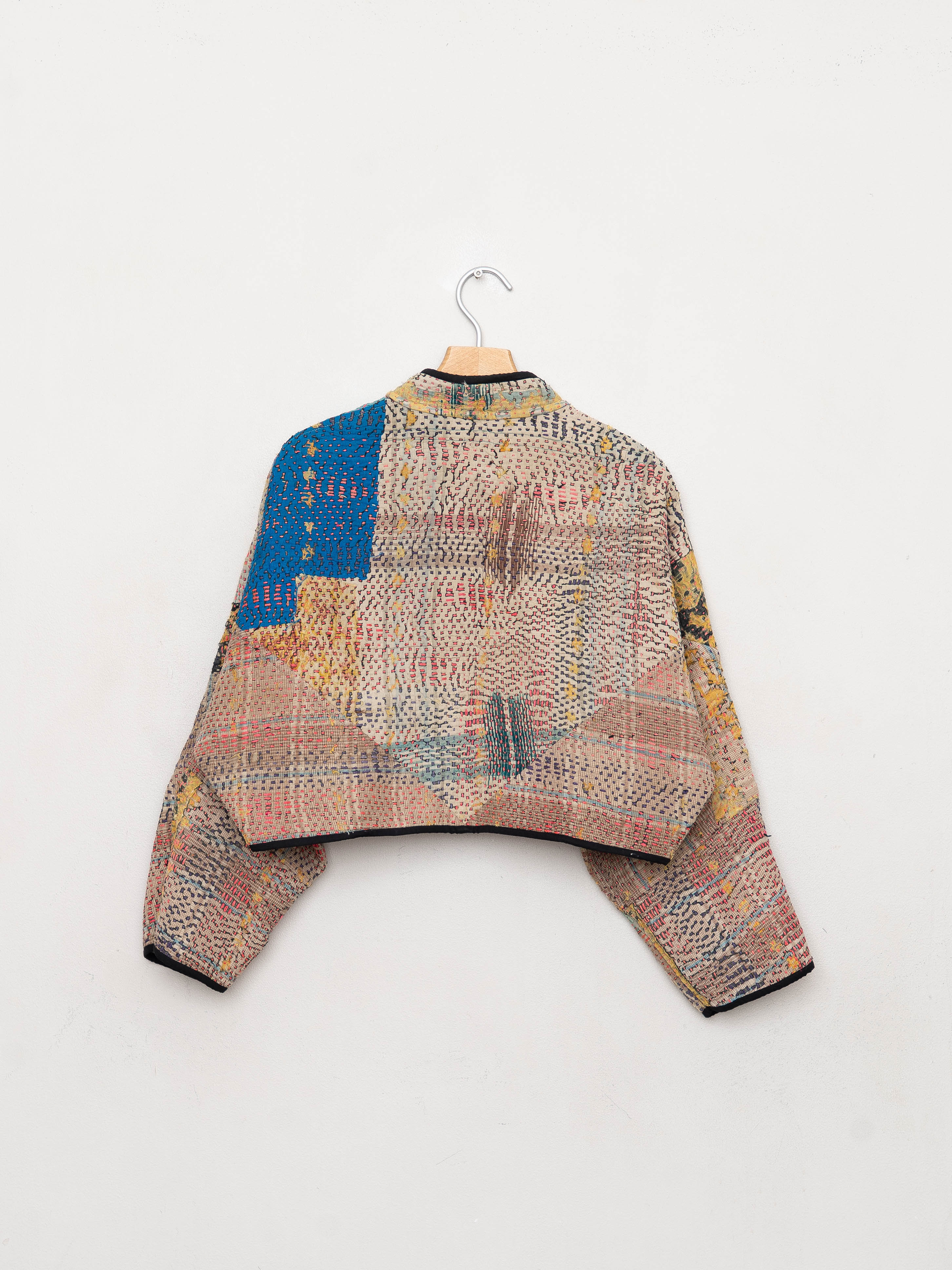 The Kaira Cropped Quilted Patchwork Kantha Jacket