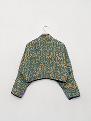The Kaira Cropped Quilted Indigo Kantha Jacket