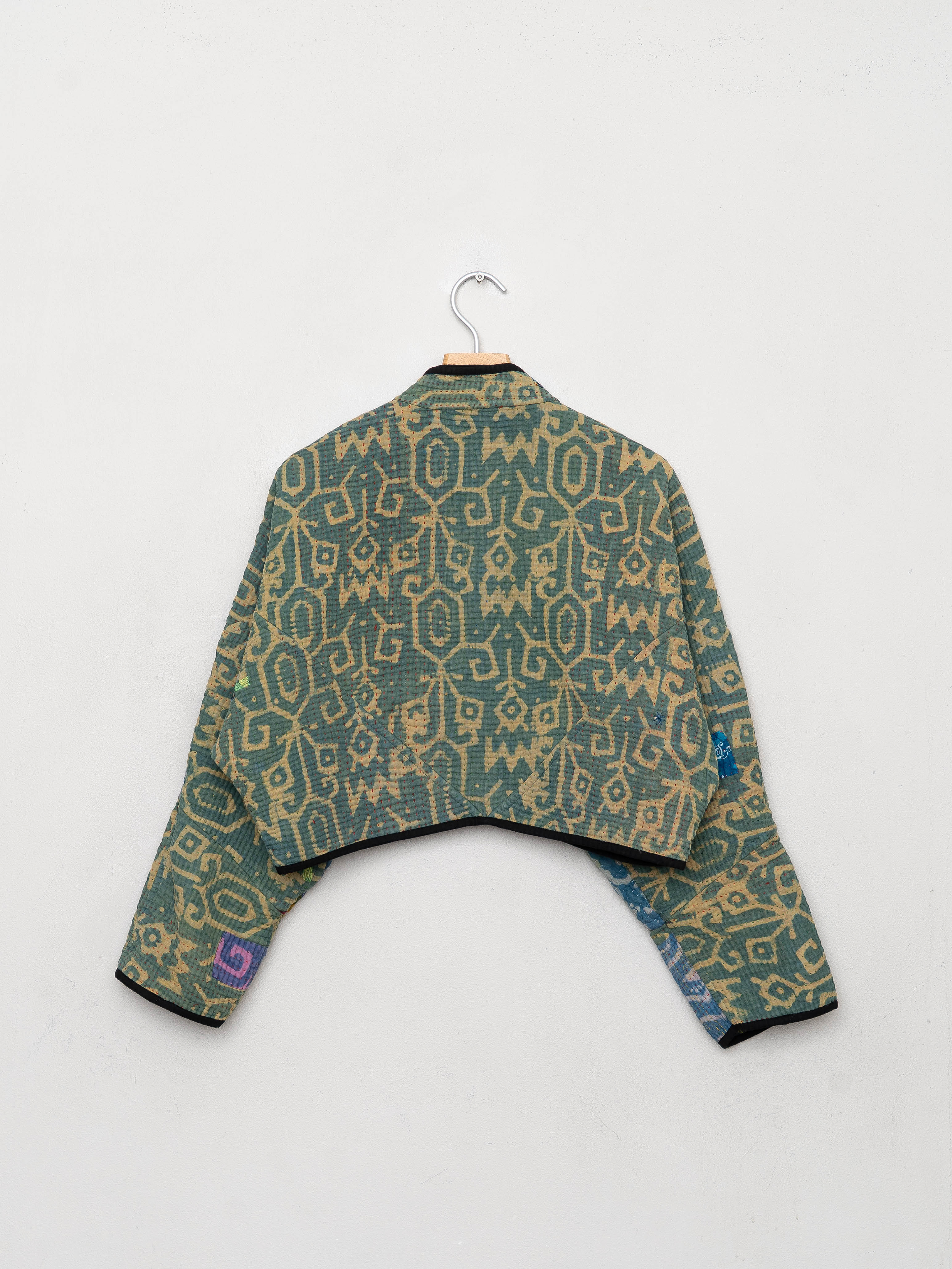 The Kaira Cropped Quilted Indigo Kantha Jacket