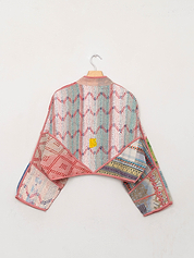 The Kaira Cropped Quilted Patchwork Kantha Jacket