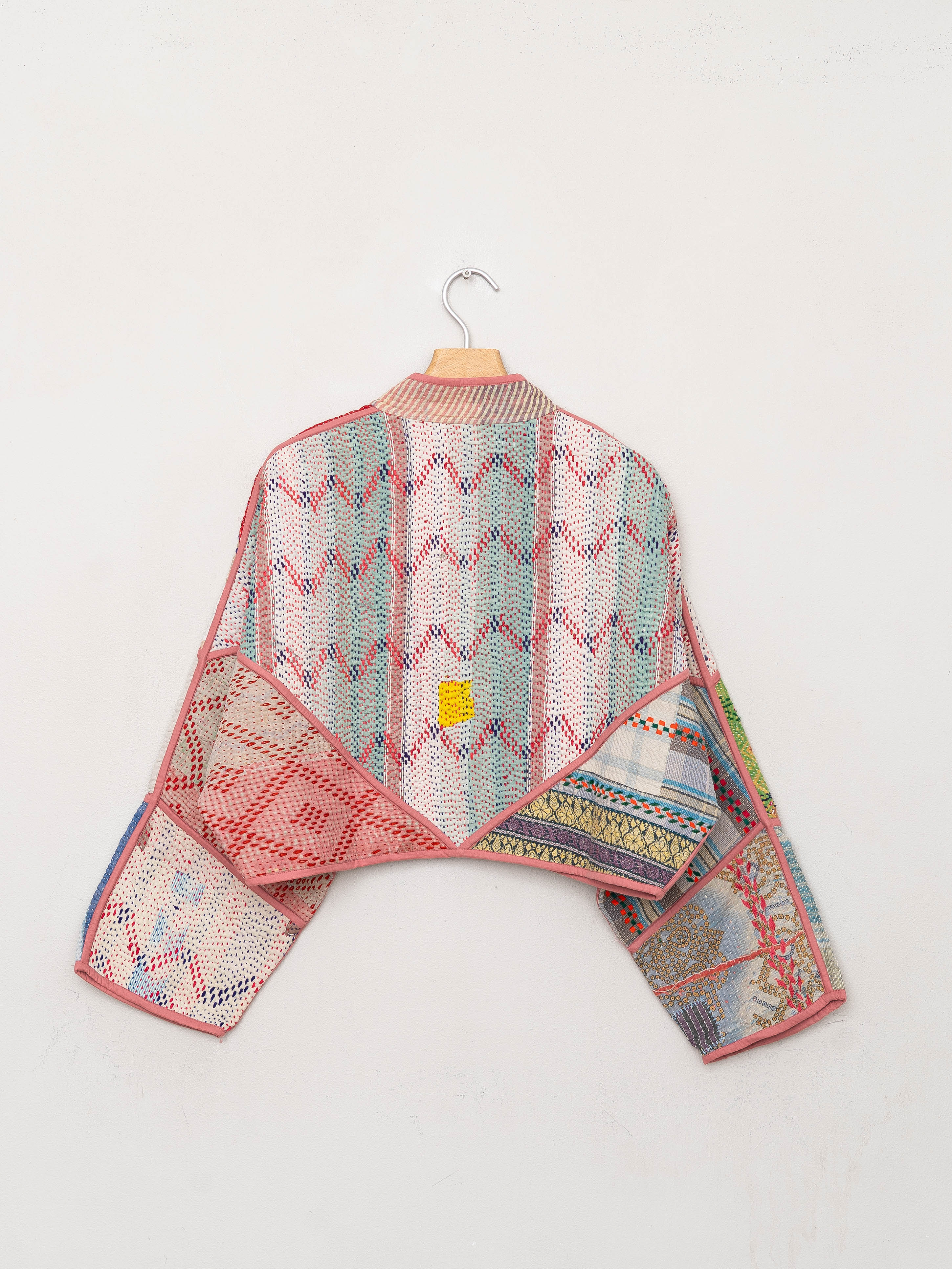 The Kaira Cropped Quilted Patchwork Kantha Jacket