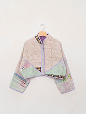 The Kaira Cropped Quilted Patchwork Kantha Jacket