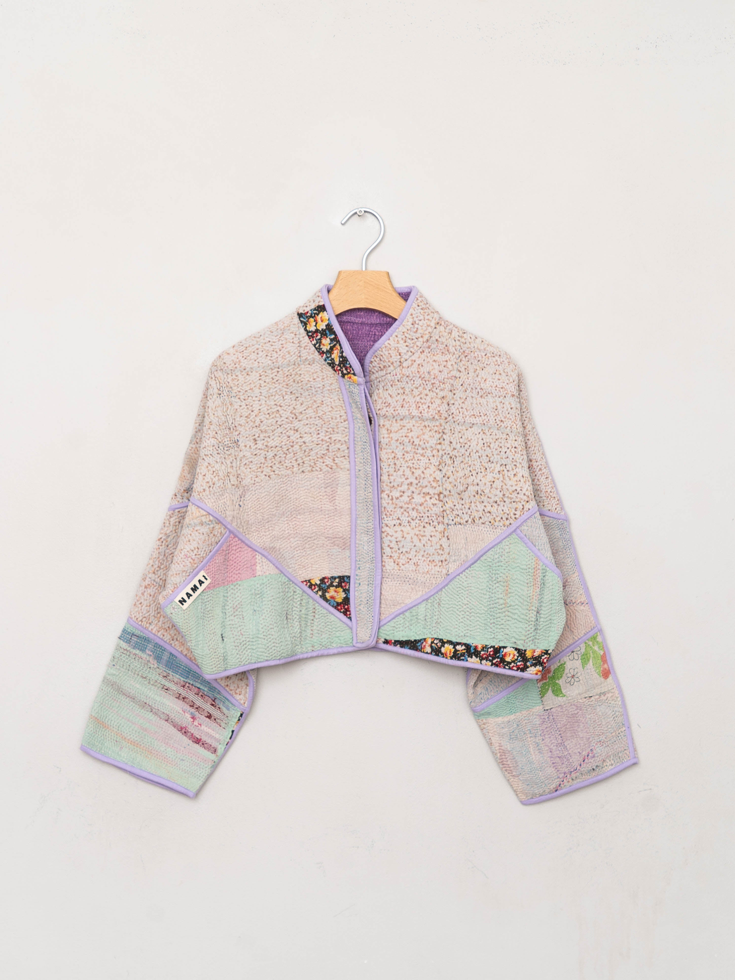 The Kaira Cropped Quilted Patchwork Kantha Jacket