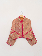 The Kaira Cropped Quilted Patchwork Kantha Jacket