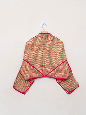 The Kaira Cropped Quilted Patchwork Kantha Jacket