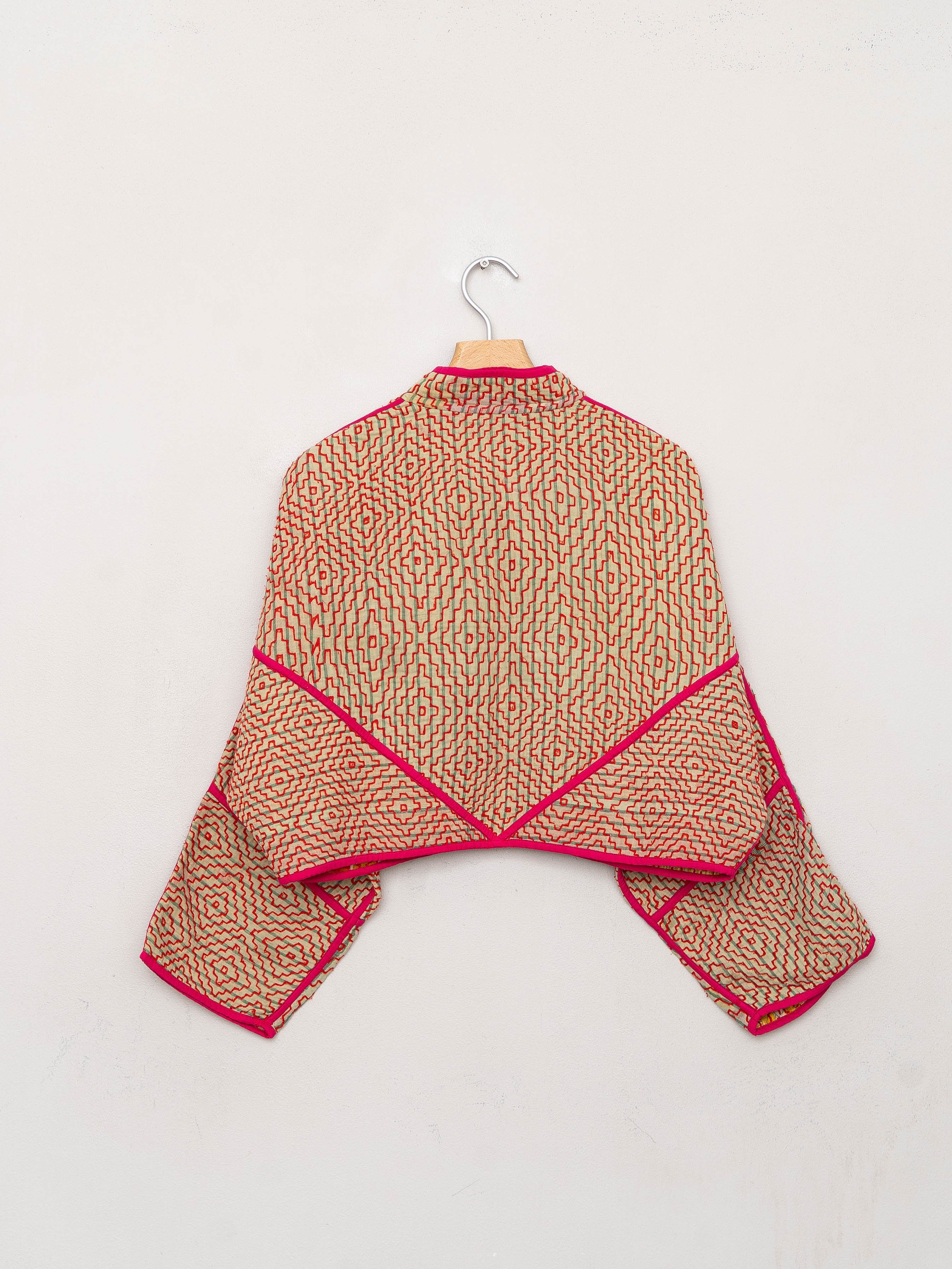 The Kaira Cropped Quilted Patchwork Kantha Jacket