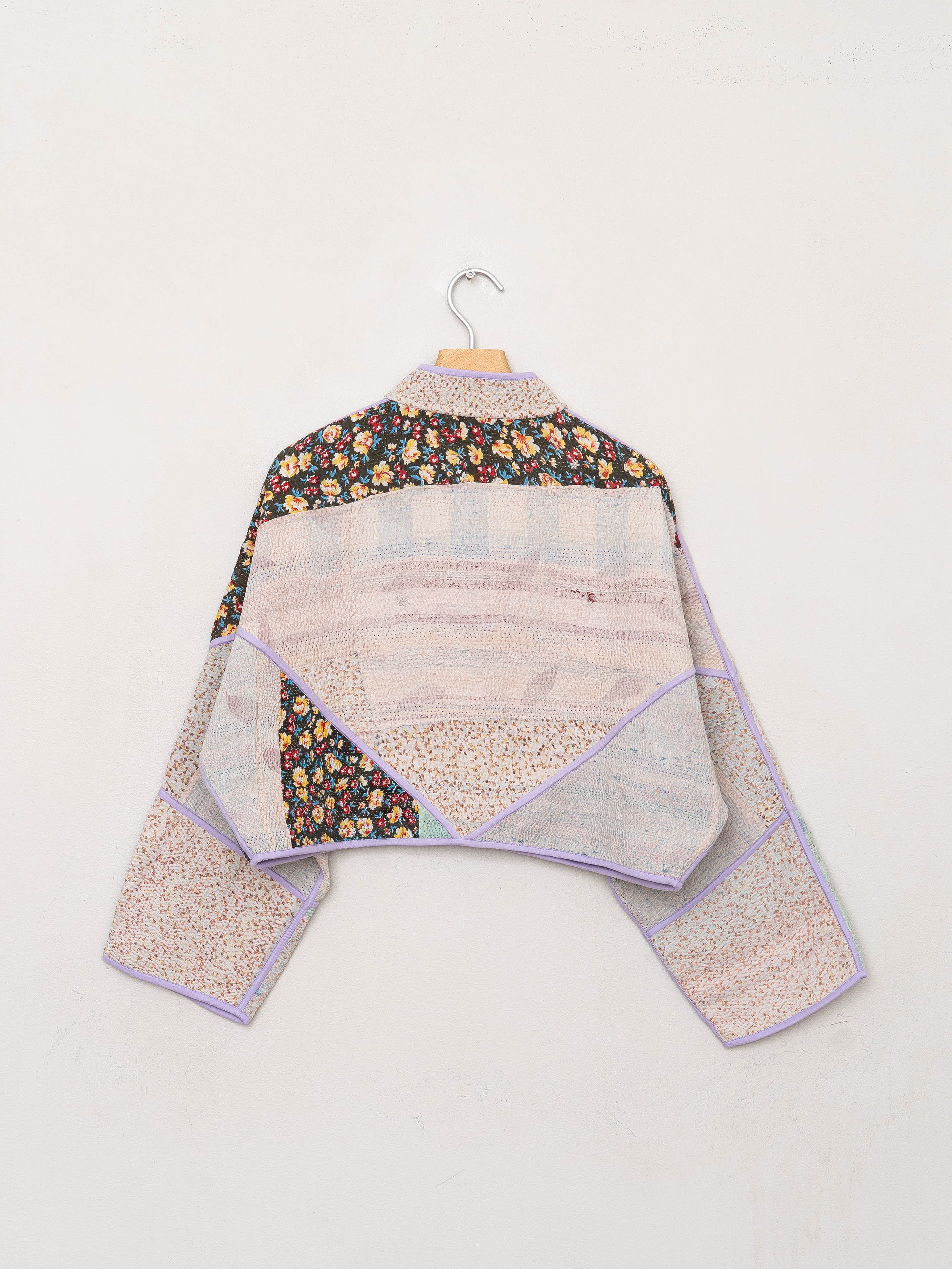 The Kaira Cropped Quilted Patchwork Kantha Jacket