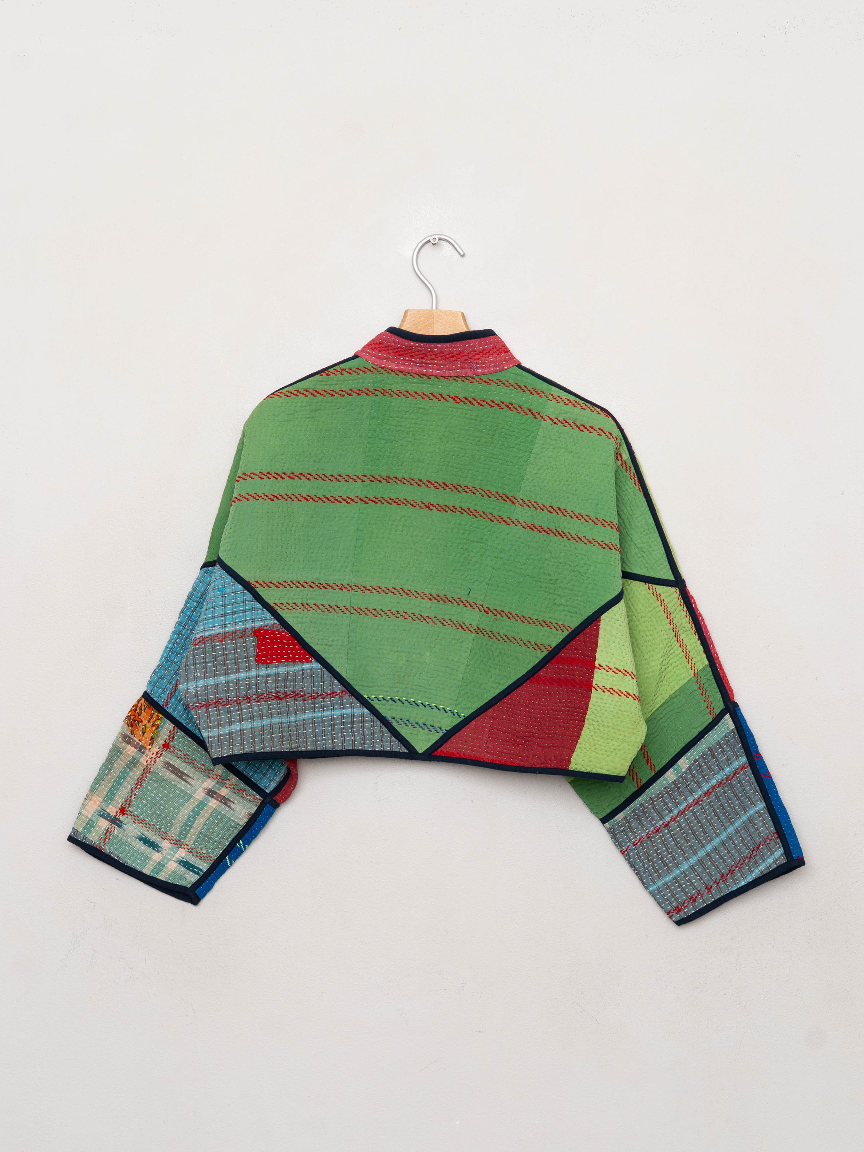 The Kaira Cropped Quilted Patchwork Kantha Jacket