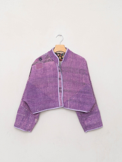 The Kaira Cropped Quilted Patchwork Kantha Jacket