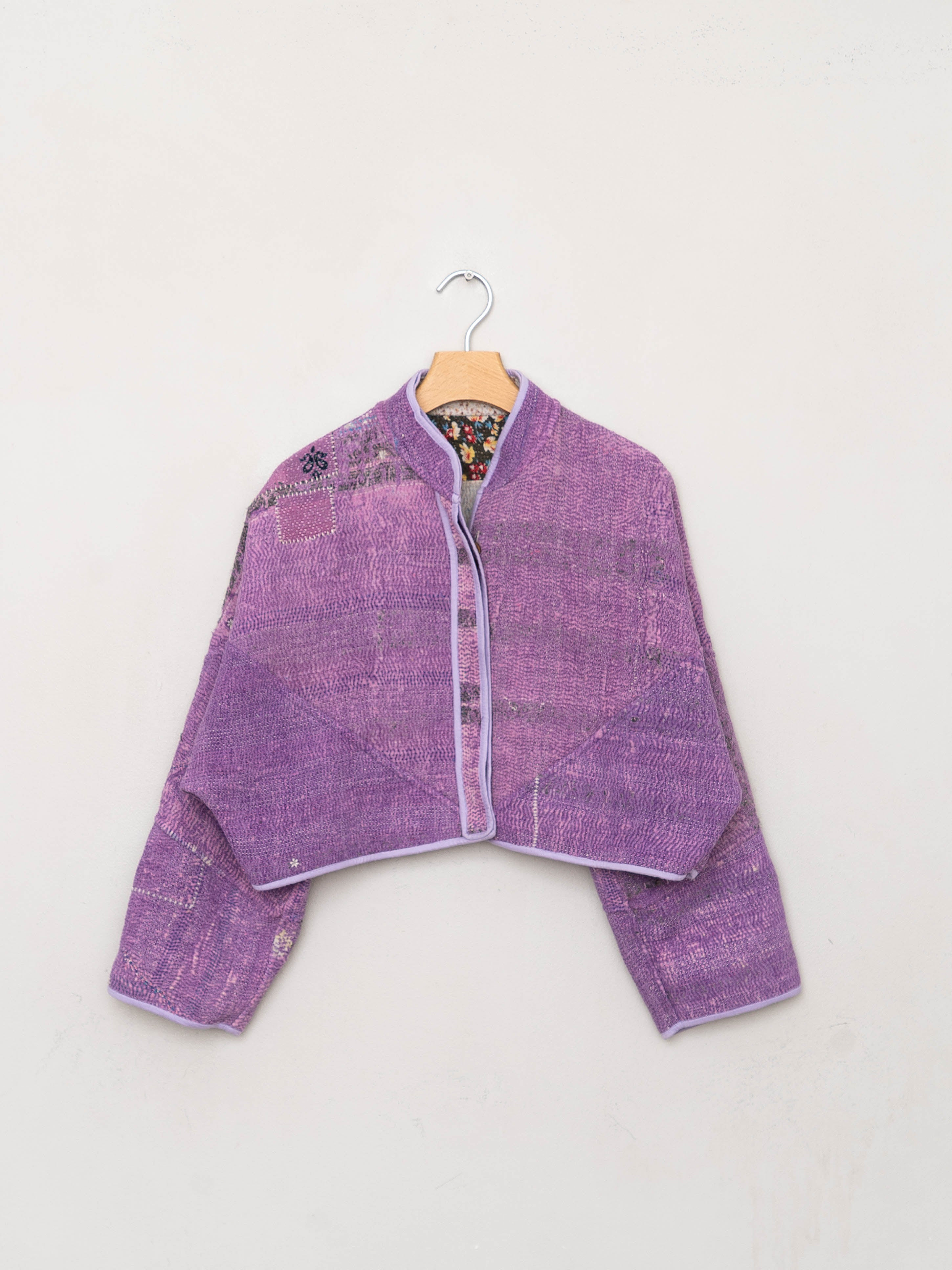 The Kaira Cropped Quilted Patchwork Kantha Jacket