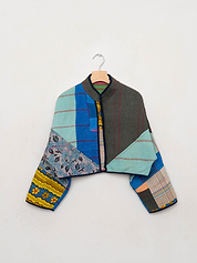 The Kaira Cropped Quilted Patchwork Kantha Jacket