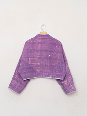 The Kaira Cropped Quilted Patchwork Kantha Jacket