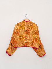 The Kaira Cropped Quilted Patchwork Kantha Jacket